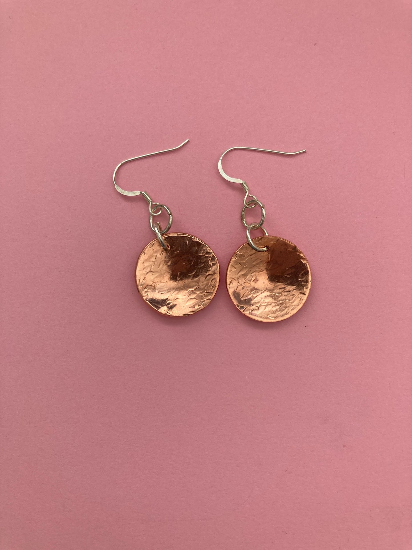 Copper disc earrings