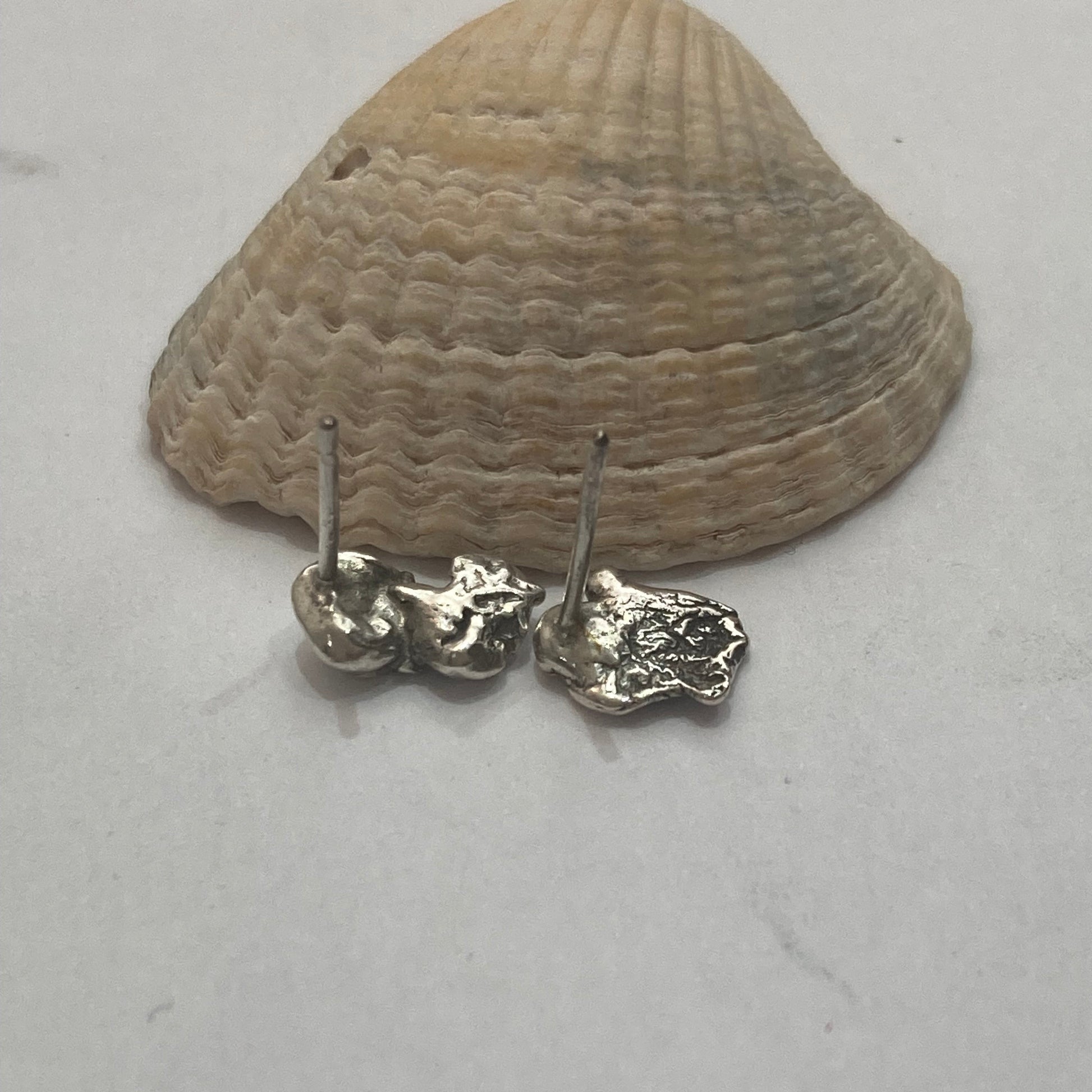 Salt casted earrings the back view